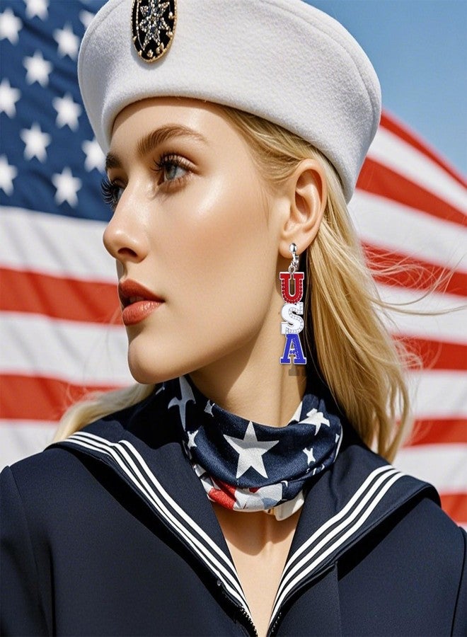 Xeyau 4th of July Earrings for Women Star Ear Clip No Piercing Earring Memorial Day Patriotic American Flag Earrings Red White and Blue Earring Independence Day Jewelry Accessorie Outfits (C-Colorful) - Image 2